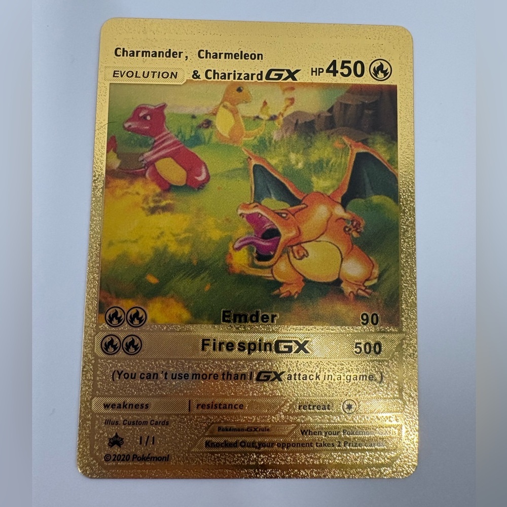 Charizard Gold Fan Art Cards 4: Charizard V, Shining Charizard, Evolution HP 450 - Picture 3 of 7